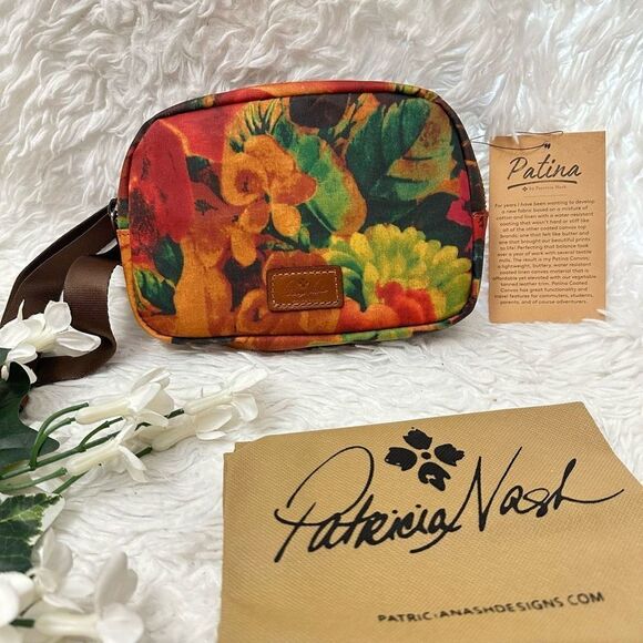 Patricia Nash Tremezzo‎ Belt Bag Patina Coated Linen Canvas Multicolored NEW - Picture 1 of 9